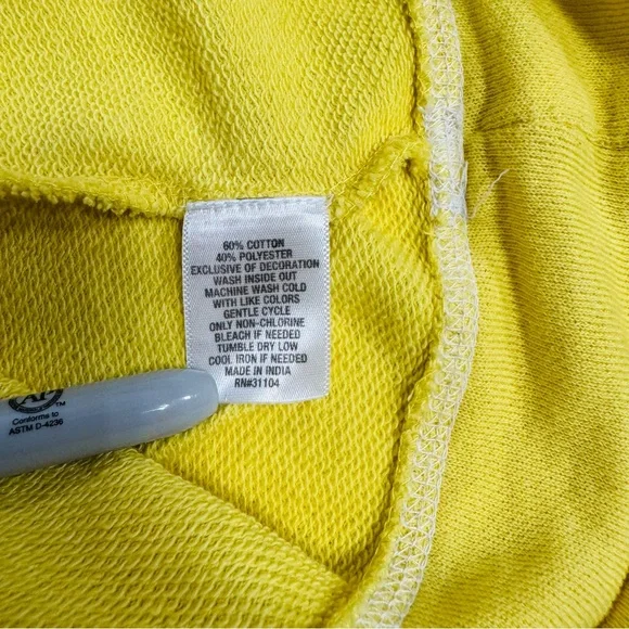 Kim Rogers Yellow Crewneck Lightweight Sweatshirt,Palm Tree Embroidered Logo, XL - Picture 5 of 11